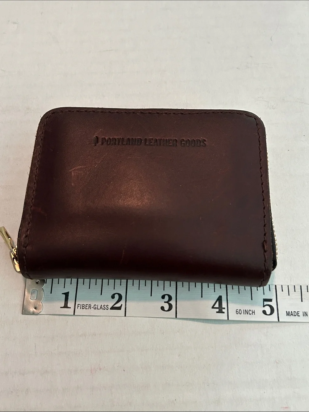 Portland Leather Goods small brown zip around accordion wallet